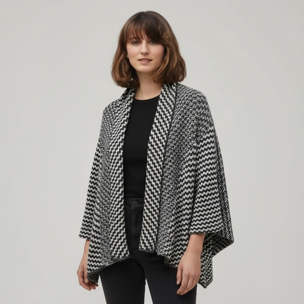 Angela Mara Italy Open Front Knit Cardigan Size S